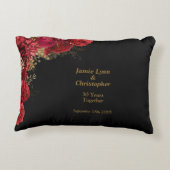 Red Floral Wedding Jubileum Accent Pillow Accent Kussen (Achterkant)