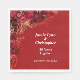 Red Floral Wedding Jubileum Napkins Servet