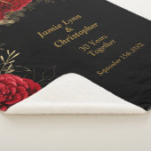 Red Floral Wedding Jubileum Sherpa Blanket Deken (3/4)