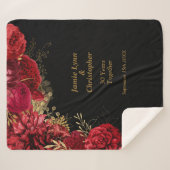 Red Floral Wedding Jubileum Sherpa Blanket Deken (Voorkant (horizontaal))