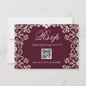 Red Floral Wedding QR RSVP Kaartje (Voorkant)