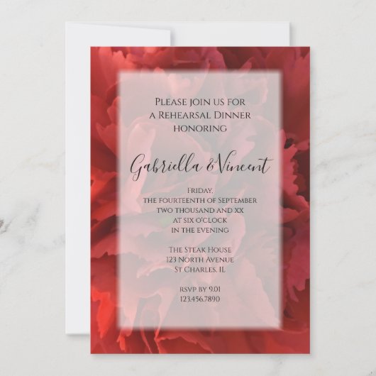 Red Floral Wedding Rehearsal Dinner Kaart (Voorkant)