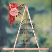 Red Floral Welkom Acryl Bord (Neutraal)