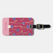 Red Floral Wildflower Monogram Bagagelabel (Voorkant horizontaal)