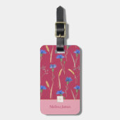 Red Floral Wildflower Monogram Bagagelabel (Voorkant verticaal)