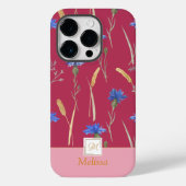 Red Floral Wildflower Monogram Case-Mate iPhone Case (Achterkant)
