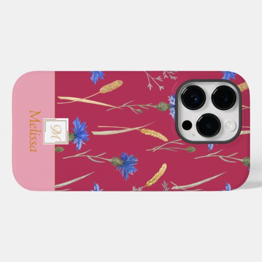 Red Floral Wildflower Monogram Case-Mate iPhone Case (Achterkant (horizontaal))