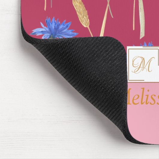 Red Floral Wildflower Monogram Muismat (Hoek)