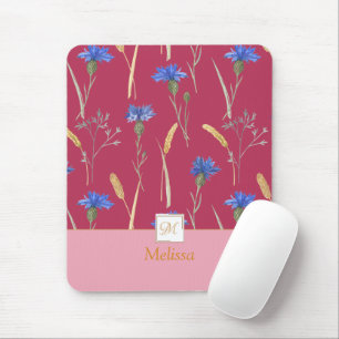 Red Floral Wildflower Monogram Muismat