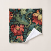 Red Floral William Morris print Bad Handdoek (Wasdoekje)