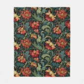 Red Floral William Morris print Fleece Deken (Voorkant)