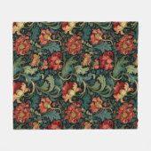 Red Floral William Morris print Fleece Deken (Voorkant (Horizontaal))