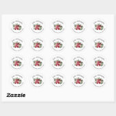 Red Floral Winter Wedding Address Envelope Seal Ronde Sticker (Vel)