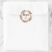Red Floral Wreath gepersonaliseerde verlovingsfees Ronde Sticker (Tas)