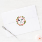 Red Floral Wreath gepersonaliseerde verlovingsfees Ronde Sticker (Envelop)