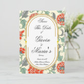 Red Florals with Green Leaves Kaart (Staand voorkant)