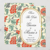 Red Florals with Green Leaves Kaart (Voorkant / Achterkant)