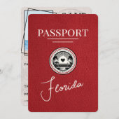 Red Florida Passport Bewaar de datum Save The Date (Voorkant / Achterkant)