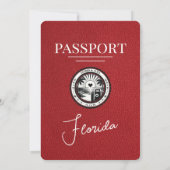 Red Florida Passport Wedding Invitation Kaart (Achterkant)