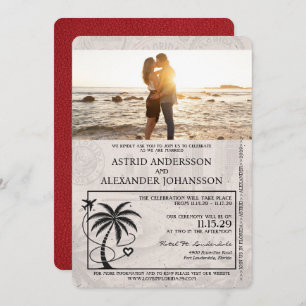 Red Florida Passport Wedding Invitation Kaart