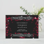 Red Flourish Black Bewaar de datum Save The Date (Staand voorkant)