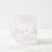 Red Flourish Peace Joy Love Kerstmis Matglas Koffiemok (Voorkant links)