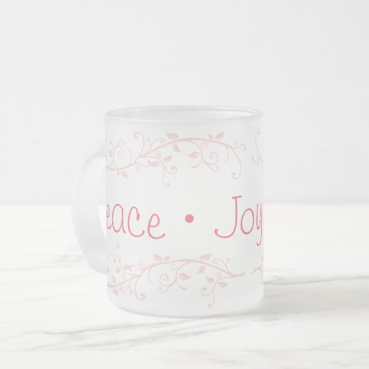 Red Flourish Peace Joy Love Kerstmis Matglas Koffiemok (Voorkant links)