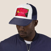 Red Flower afbeelding bedrukt met Add Text-Pet Sup Trucker Pet (In situ)