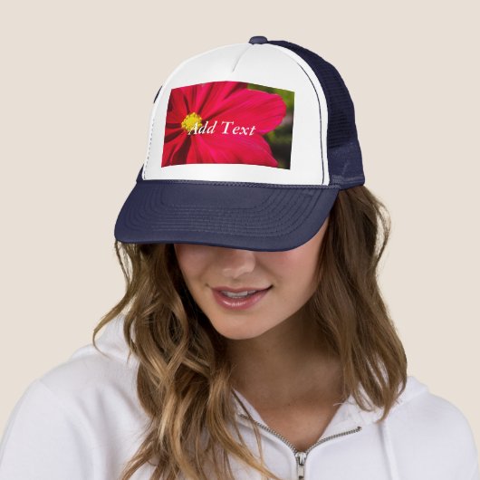 Red Flower afbeelding bedrukt met Add Text-Pet Sup Trucker Pet (In situ)