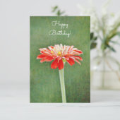 Red Flower Art Flat Birthday Kaart (Staand voorkant)