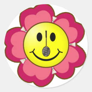 Red Flower Badminton Ronde Sticker