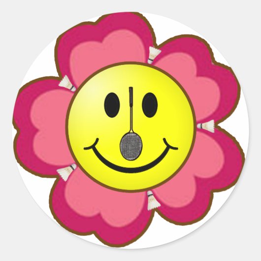 Red Flower Badminton Ronde Sticker (Voorkant)