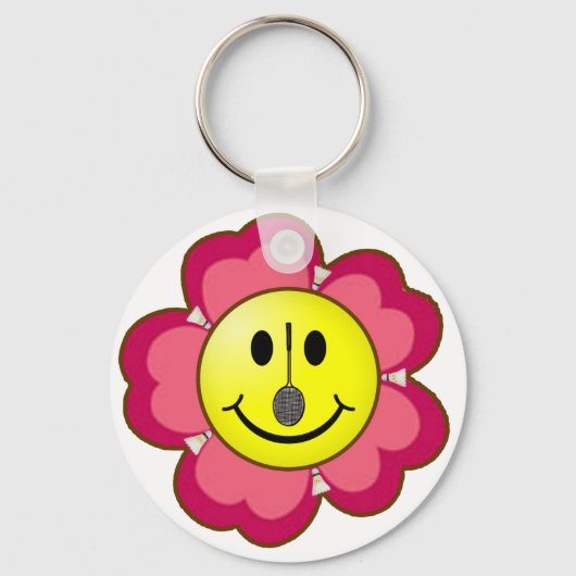 Red Flower Badminton Sleutelhanger (Voorkant)