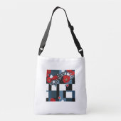 Red Flower Block Patroon Crossbody Bag Crossbody Tas (Achterkant)