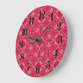 Red Flower Boho Chic Clock Grote Klok (Hoek)