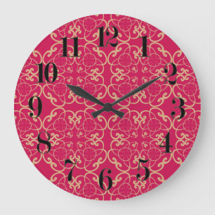 Red Flower Boho Chic Clock Grote Klok