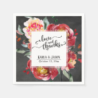 Red Flower Bouquet, Chalkboard, Love and Bedankt