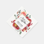 Red Flower Bouquet, Love and Bedankt Typography Servet (Hoek)