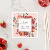 Red Flower Bouquet Love Typografie over Blush Servet (Insitu)
