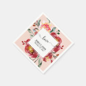 Red Flower Bouquet Love Typografie over Blush Servet (Hoek)