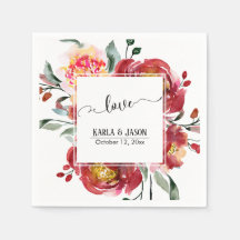 Red Flower Bouquet met Swirling Love Typografie