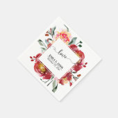 Red Flower Bouquet met Swirling Love Typografie Servet (Hoek)