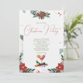 Red Flower Branch Fruit Drink kerstfeest Save The Date (Staand voorkant)