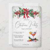 Red Flower Branch Fruit Drinken Christmas Party In Kaart (Voorkant)