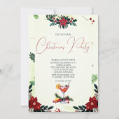 Red Flower Branch Fruit Drinks Christmas Party Save The Date (Voorkant)