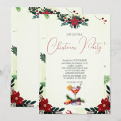 Red Flower Branch Fruit Drinks Christmas Party Save The Date (Voorkant / Achterkant)