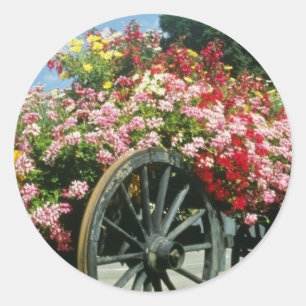 Red Flower cart, La Clusaz, Franse bloemen Ronde Sticker