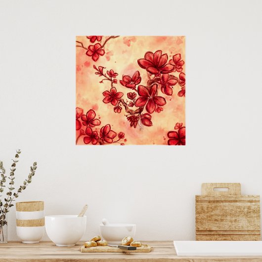 Red Flower Dance Poster (Keuken)
