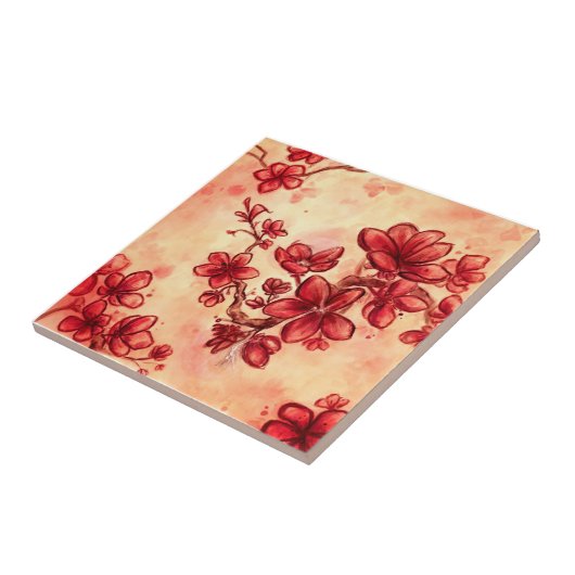 Red Flower Dance Tegeltje (Zijkant)