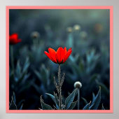 Red Flower Dark Night Solitude Art Poster (Voorkant)